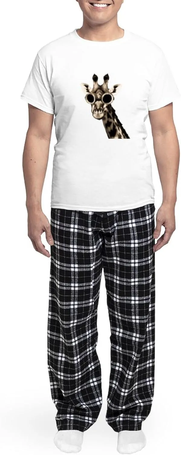 CafePress Giraffe With Steampunk Sunglasses Goggles Pajamas Men's Novelty Light Pajama Set, Comfortable PJ Sleepwear