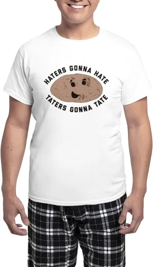 CafePress Haters Gonna Hate Taters Gonn Men's Light Pajamas Men's Novelty Light Pajama Set, Comfortable PJ Sleepwear