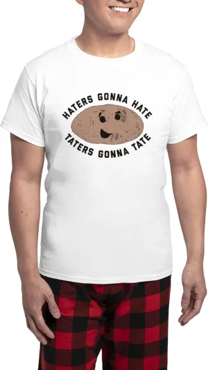 CafePress Haters Gonna Hate Taters Gonn Men's Light Pajamas Men's Novelty Light Pajama Set, Comfortable PJ Sleepwear