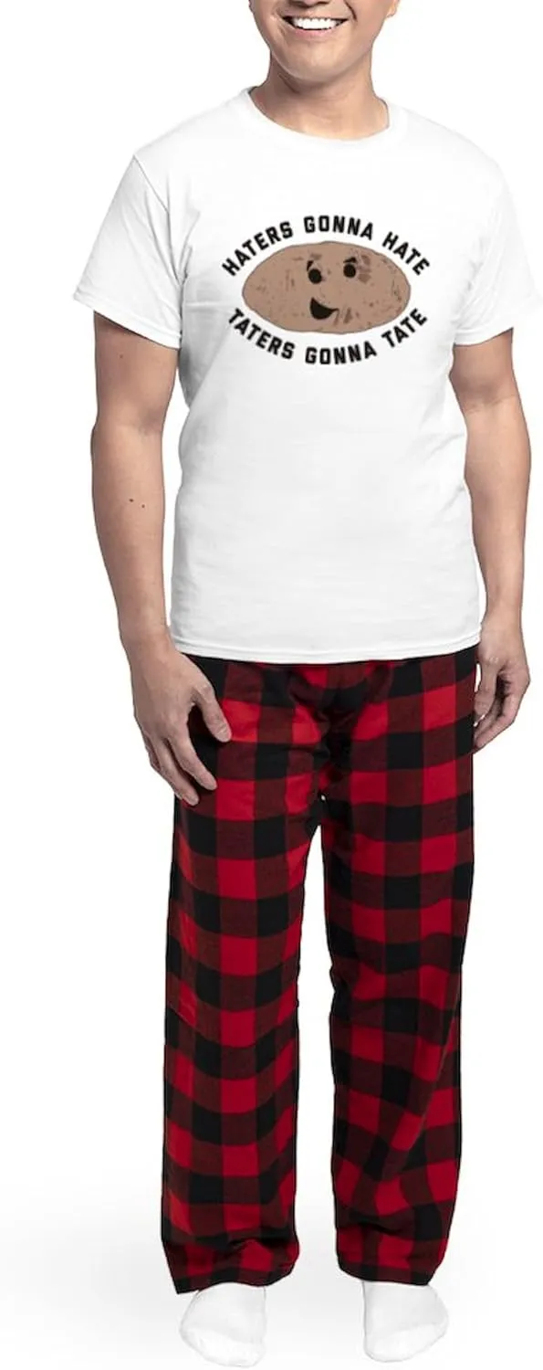 CafePress Haters Gonna Hate Taters Gonn Men's Light Pajamas Men's Novelty Light Pajama Set, Comfortable PJ Sleepwear