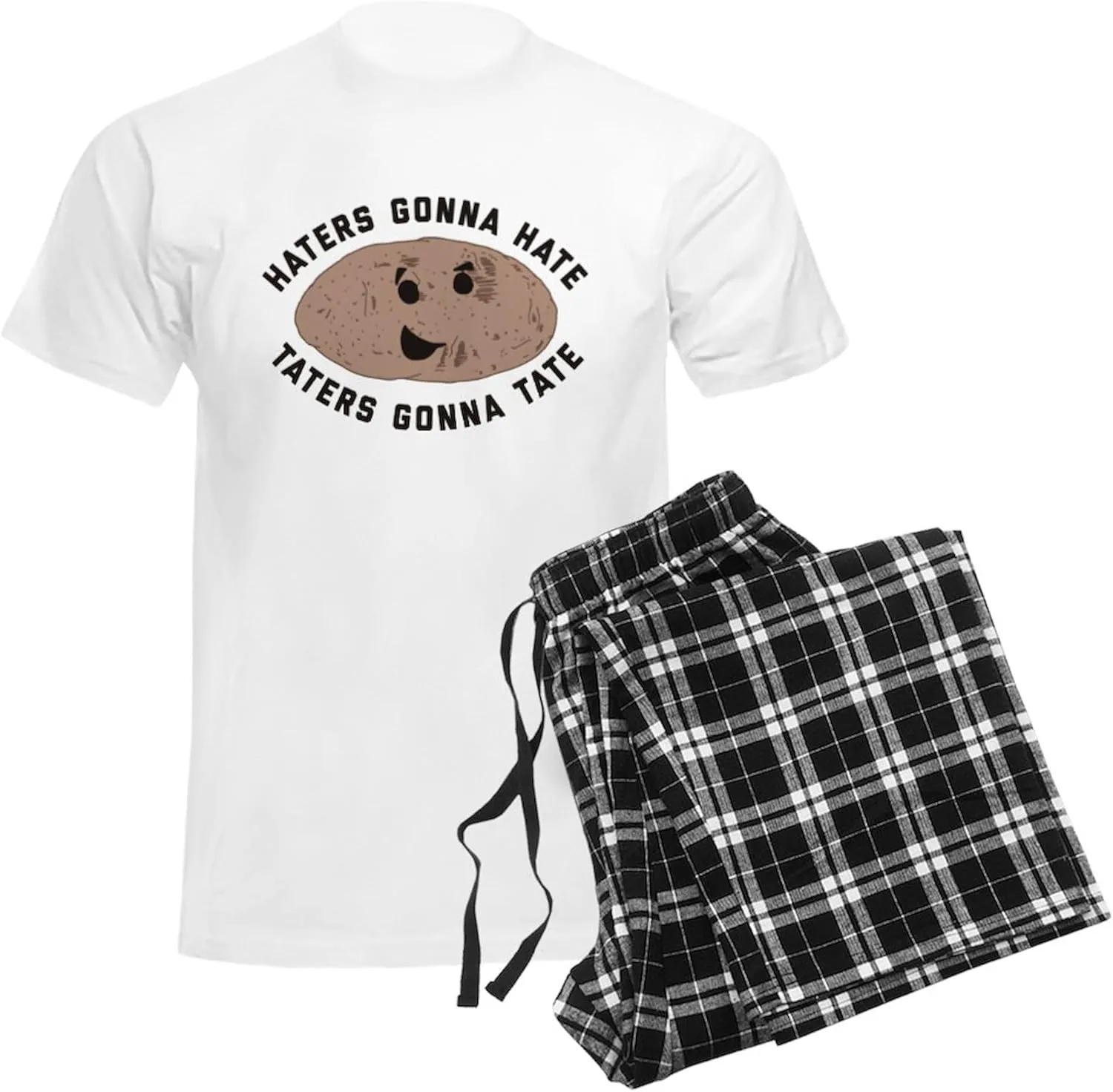 CafePress Haters Gonna Hate Taters Gonn Men's Light Pajamas Men's Novelty Light Pajama Set, Comfortable PJ Sleepwear