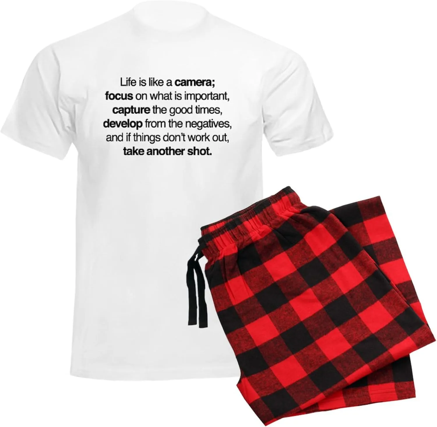 CafePress Life Is Like A Camera Men's Light Pajamas Men's Novelty Light Pajama Set, Comfortable PJ Sleepwear