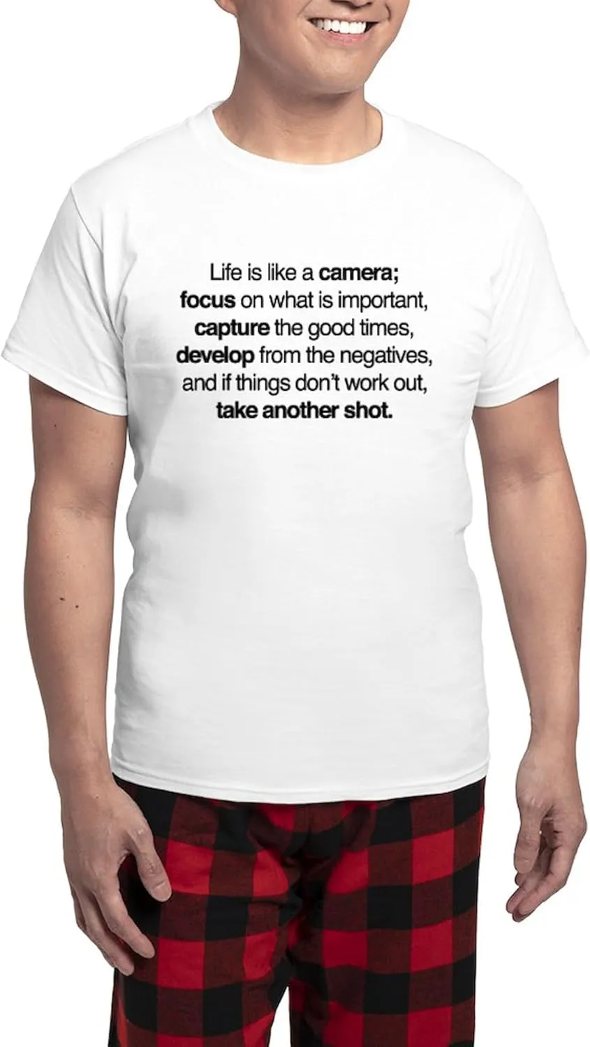 CafePress Life Is Like A Camera Men's Light Pajamas Men's Novelty Light Pajama Set, Comfortable PJ Sleepwear