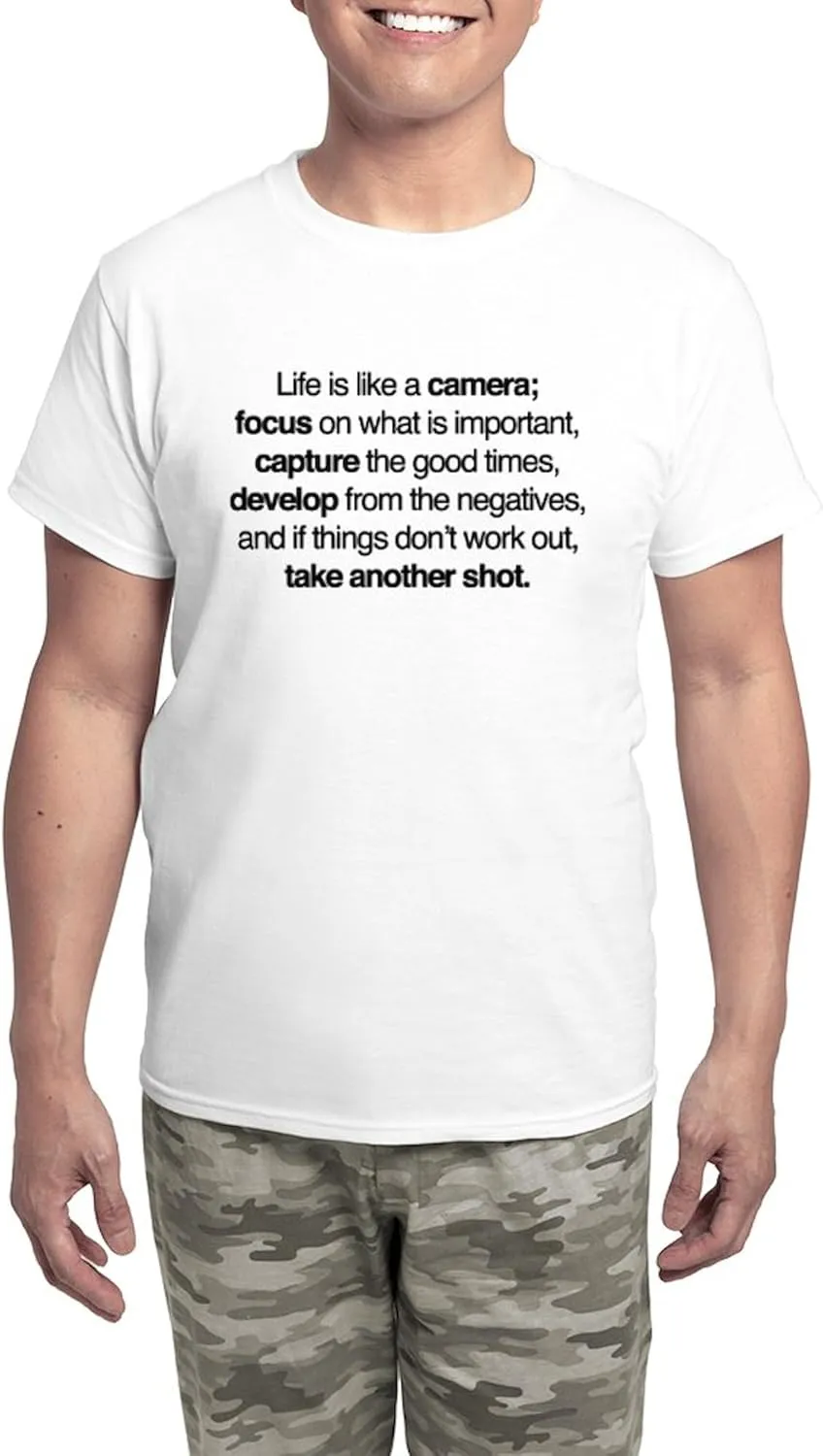 CafePress Life Is Like A Camera Men's Light Pajamas Men's Novelty Light Pajama Set, Comfortable PJ Sleepwear