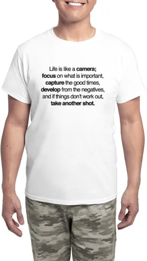 CafePress Life Is Like A Camera Men's Light Pajamas Men's Novelty Light Pajama Set, Comfortable PJ Sleepwear