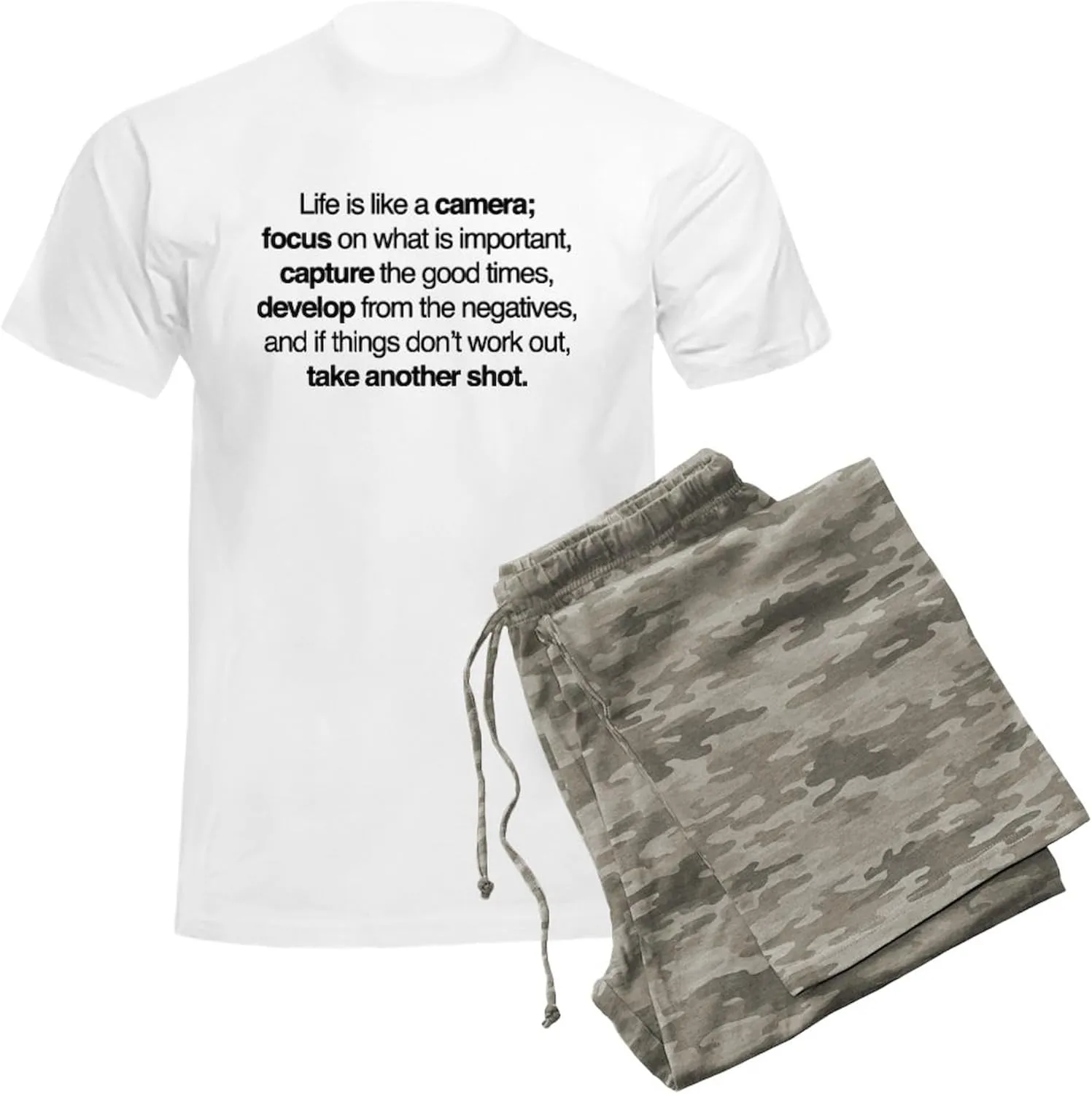 CafePress Life Is Like A Camera Men's Light Pajamas Men's Novelty Light Pajama Set, Comfortable PJ Sleepwear