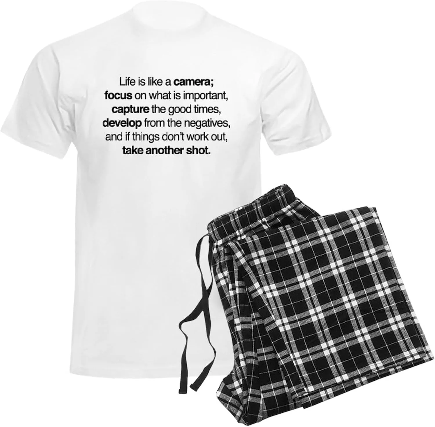 CafePress Life Is Like A Camera Men's Light Pajamas Men's Novelty Light Pajama Set, Comfortable PJ Sleepwear
