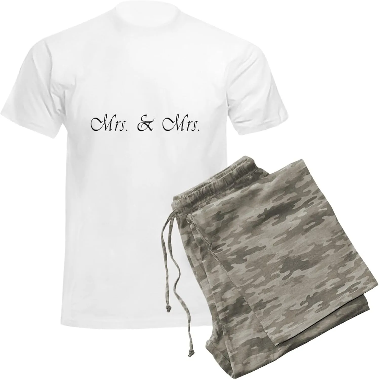 CafePress Mrs. & Mrs. Lesbian Marriage Men's Light Pajamas Men's Novelty Light Pajama Set, Comfortable PJ Sleepwear