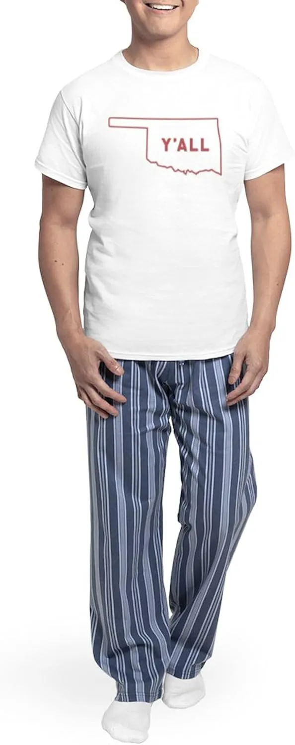 CafePress Oklahoma Y'all Men's Light Pajamas Men's Novelty Light Pajama Set, Comfortable PJ Sleepwear