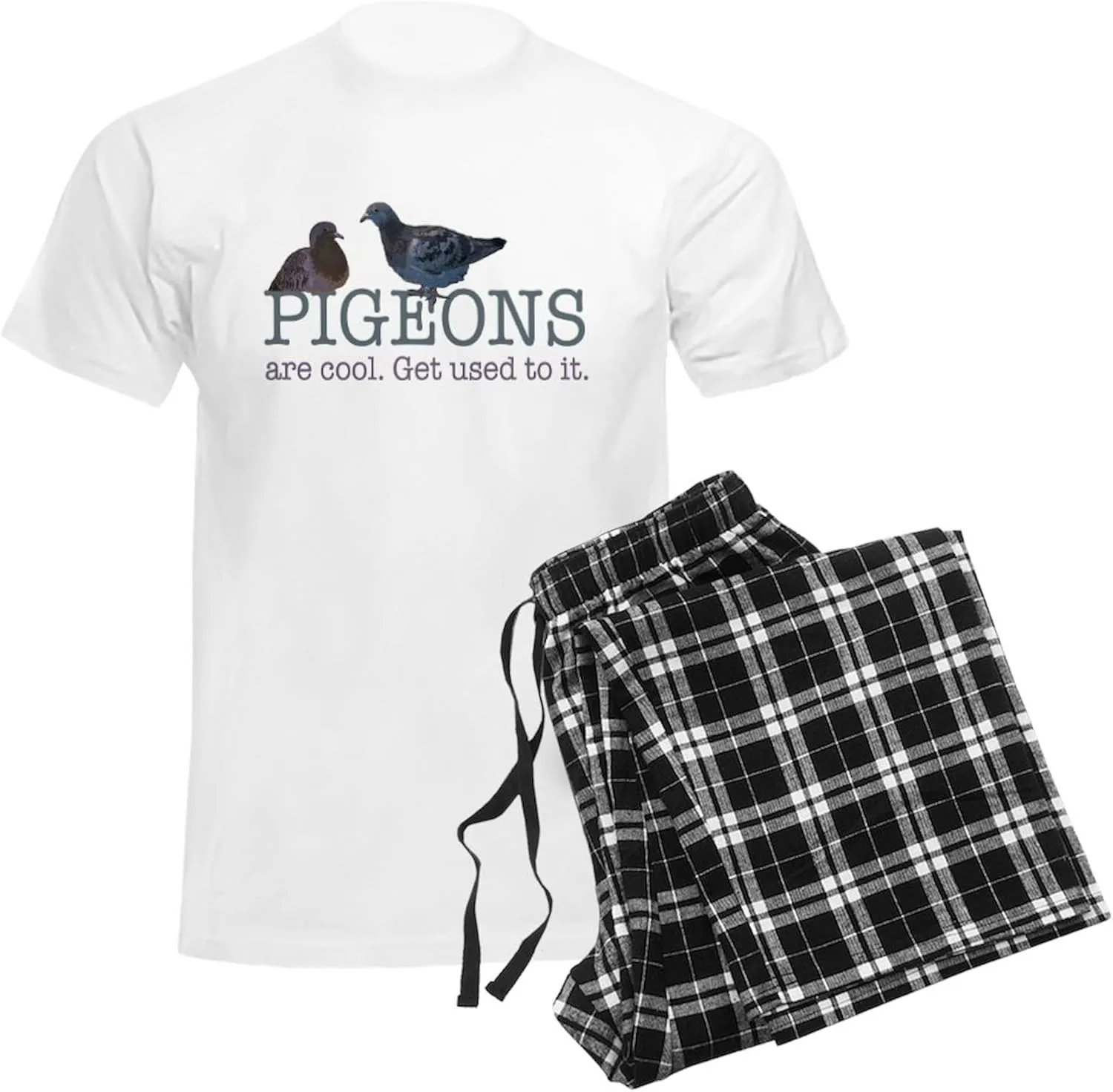 CafePress Pigeons are cool Men's Light Pajamas Men's Novelty Light Pajama Set, Comfortable PJ Sleepwear