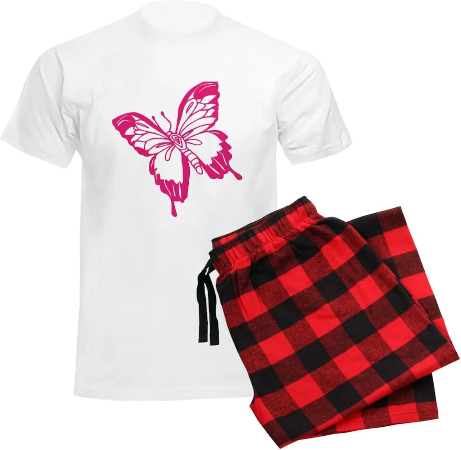CafePress Pink Butterfly Pajamas Men's Novelty Light Pajama Set, Comfortable PJ Sleepwear