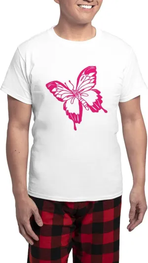 CafePress Pink Butterfly Pajamas Men's Novelty Light Pajama Set, Comfortable PJ Sleepwear