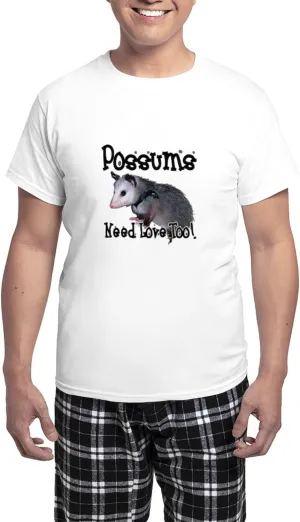 CafePress Possums Need Love Men's Light Pajamas Men's Novelty Light Pajama Set, Comfortable PJ Sleepwear