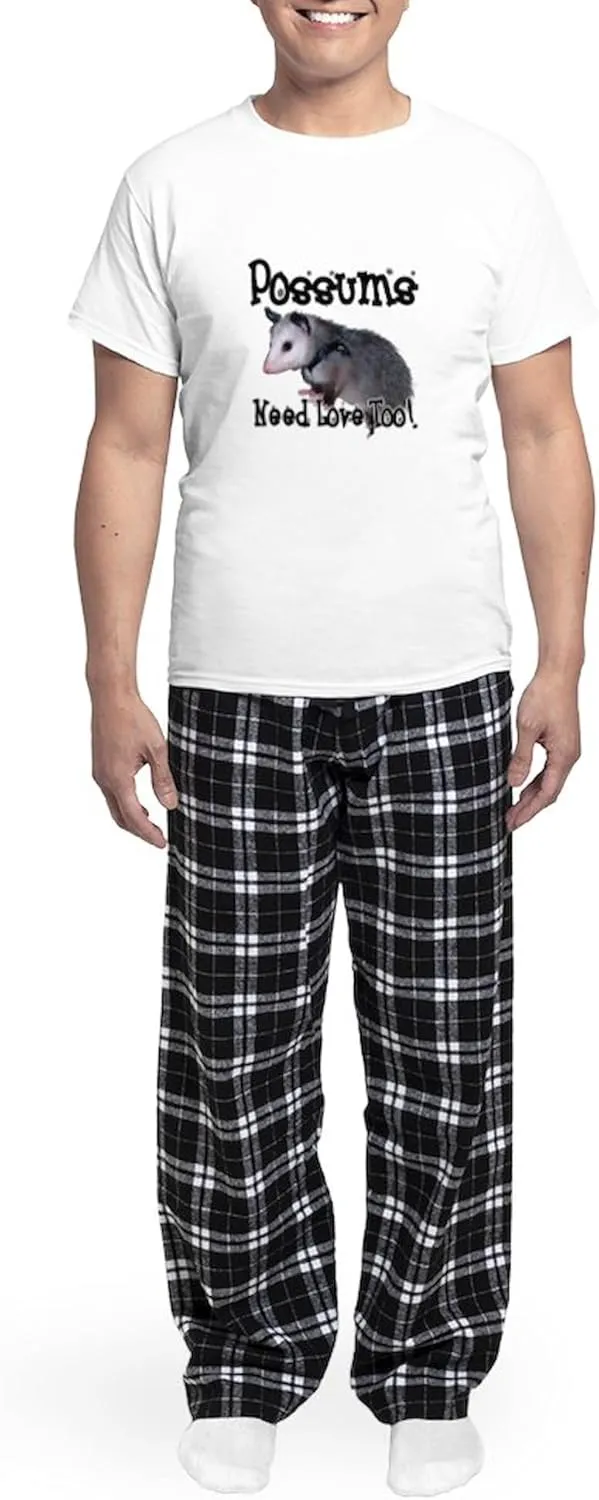 CafePress Possums Need Love Men's Light Pajamas Men's Novelty Light Pajama Set, Comfortable PJ Sleepwear