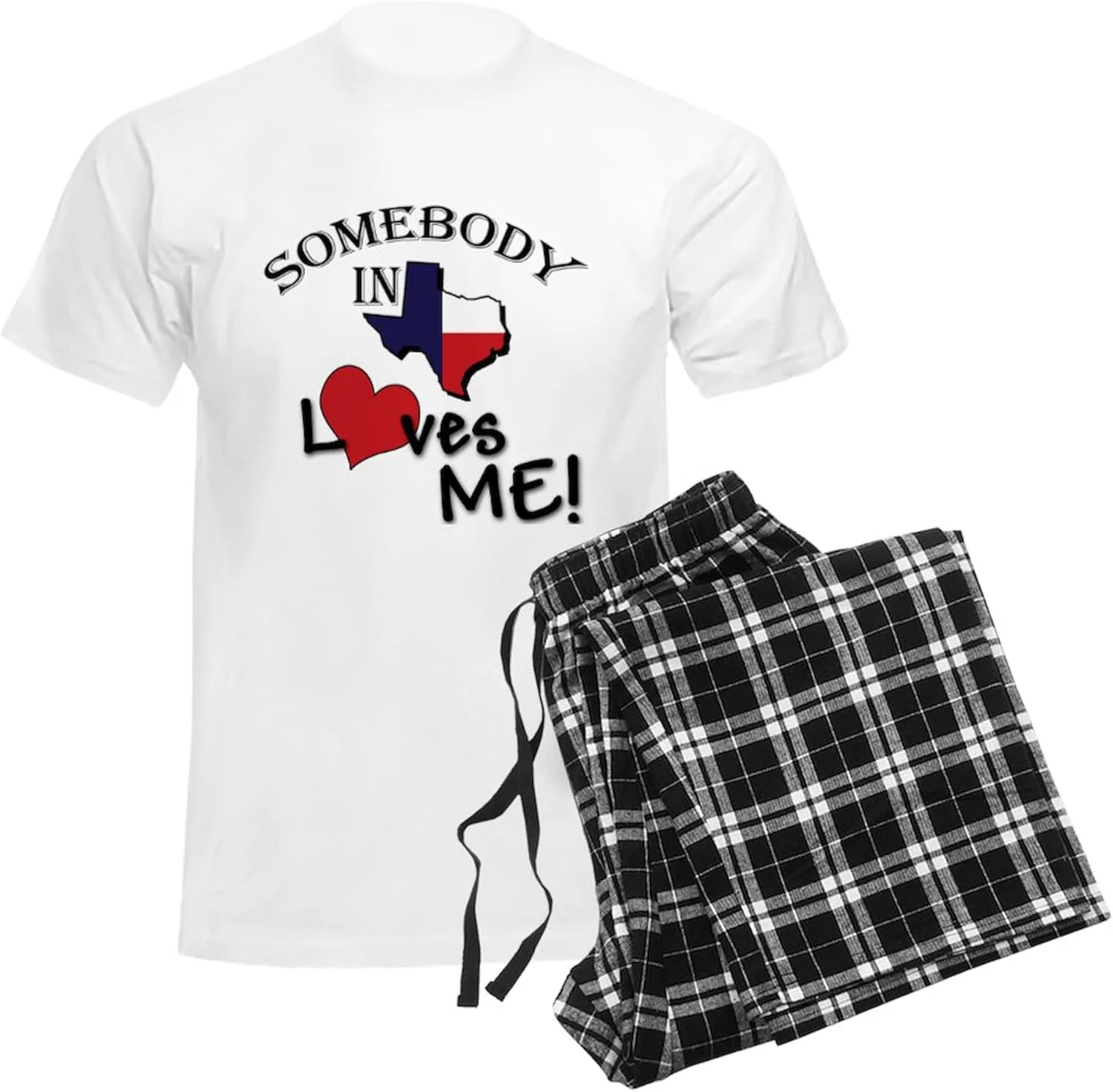 CafePress Somebody In Texas Loves Me Men's Light Pajamas Men's Novelty Light Pajama Set, Comfortable PJ Sleepwear
