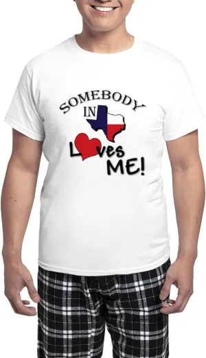 CafePress Somebody In Texas Loves Me Men's Light Pajamas Men's Novelty Light Pajama Set, Comfortable PJ Sleepwear
