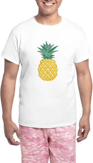 CafePress Yellow Stencil Pineapple Cute Women Girls Pajamas Men's Novelty Light Pajama Set, Comfortable PJ Sleepwear