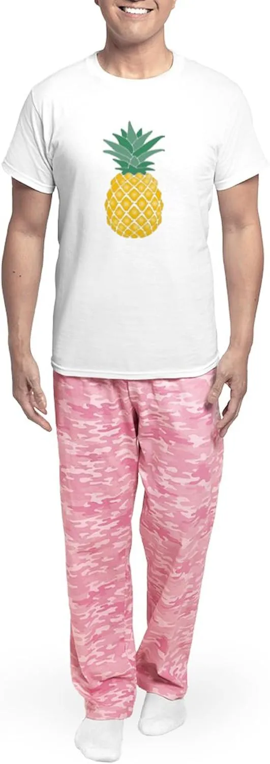 CafePress Yellow Stencil Pineapple Cute Women Girls Pajamas Men's Novelty Light Pajama Set, Comfortable PJ Sleepwear
