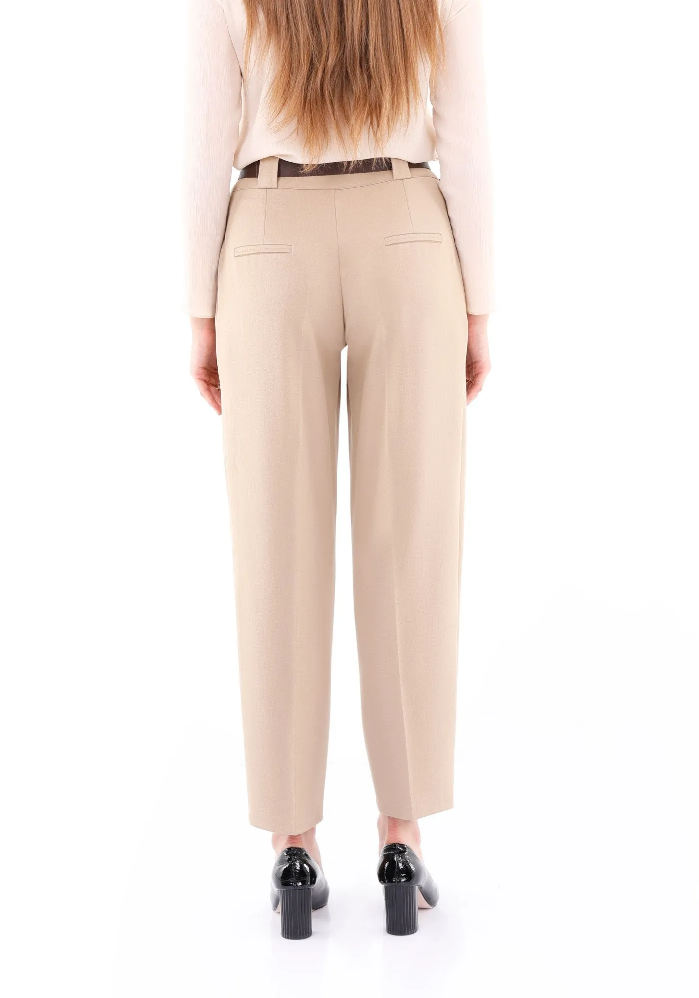 Camel Harem Pants With Belt