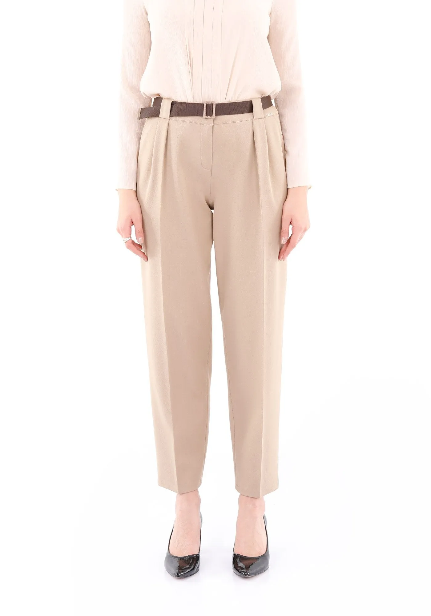 Camel Harem Pants With Belt