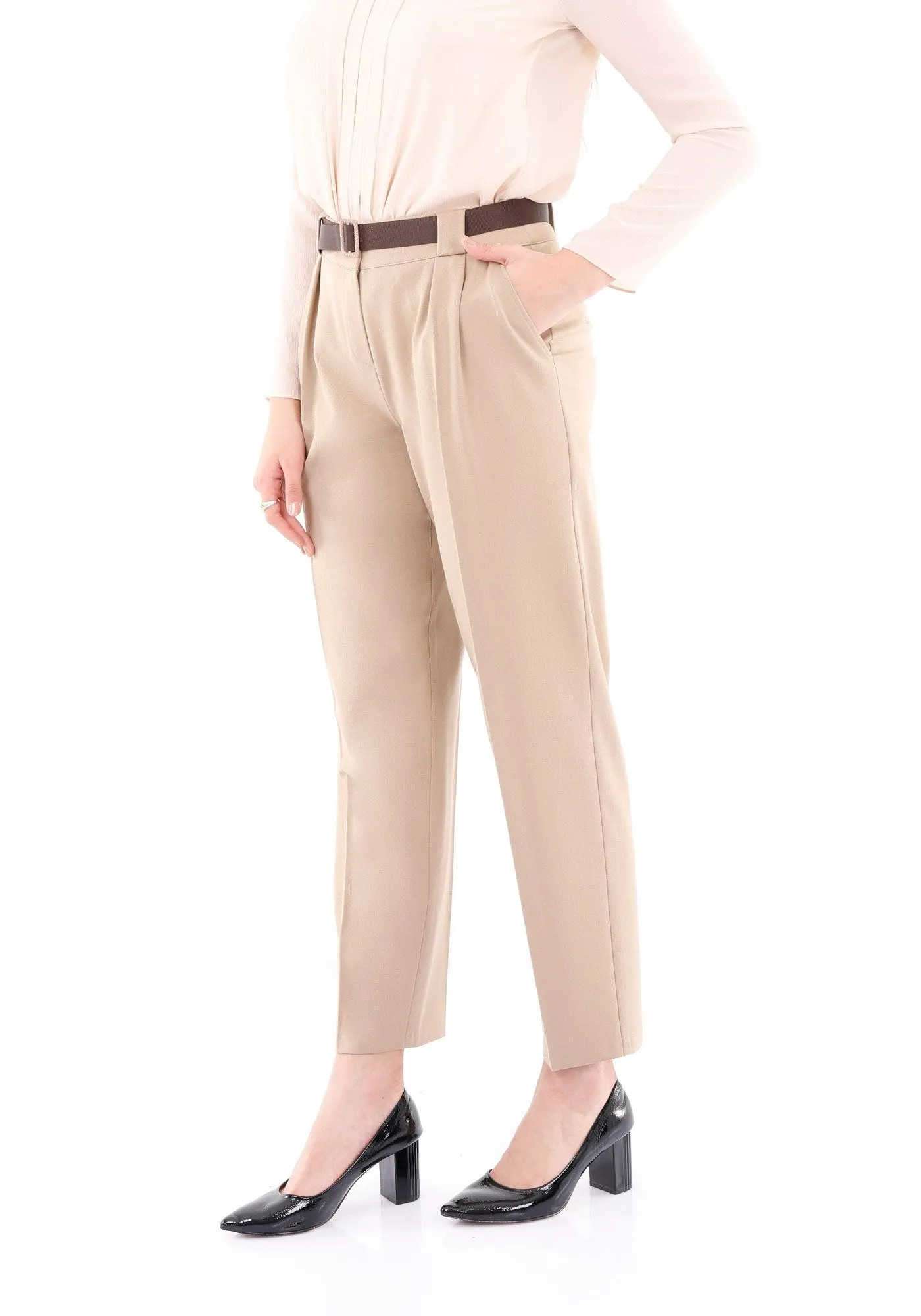 Camel Harem Pants With Belt