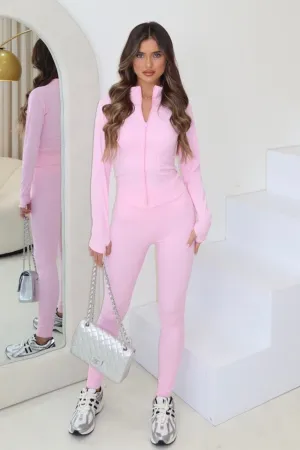 Carly pink zip jacket and legging activewear