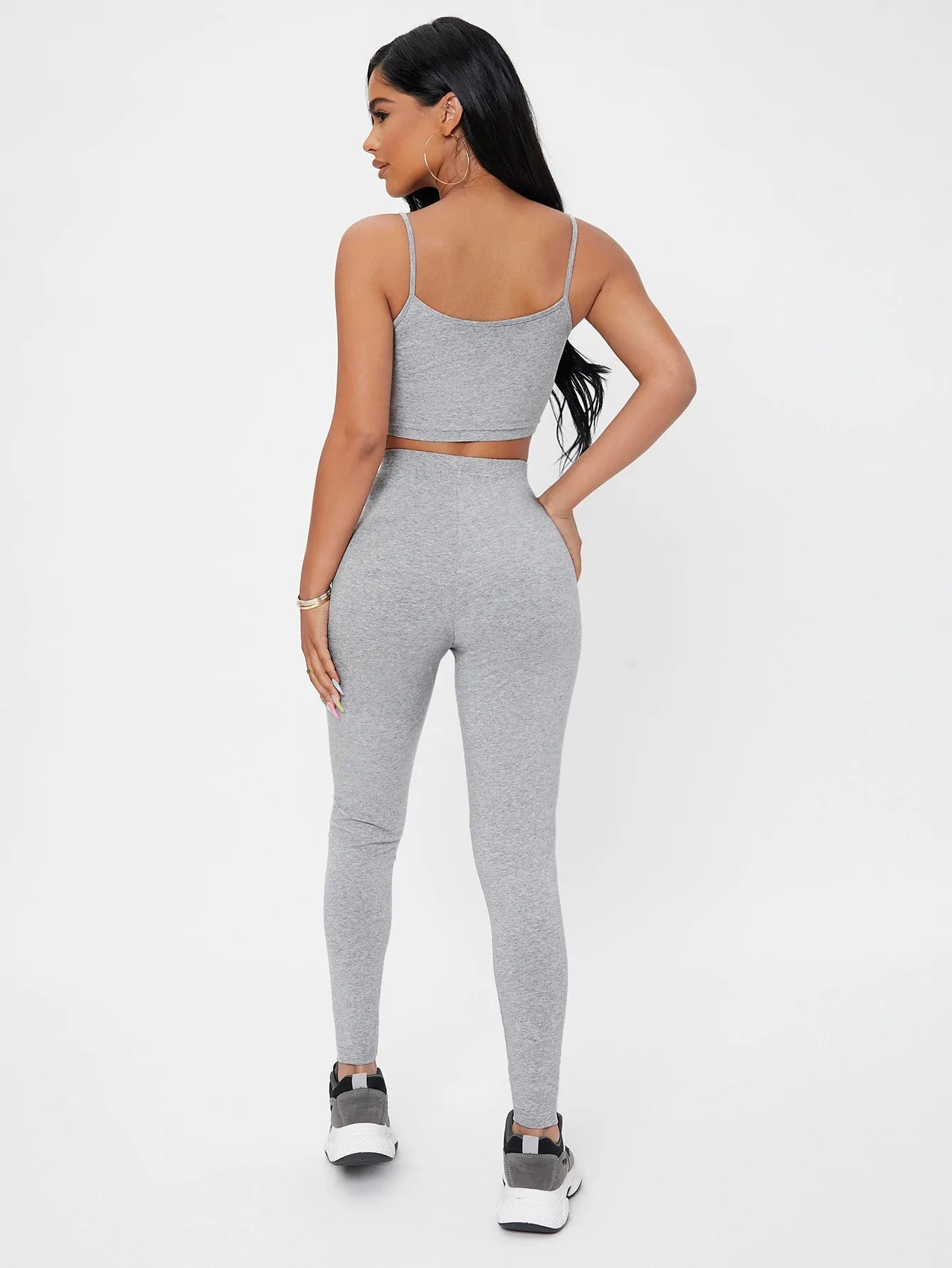 Casual Plain Knot Sleeveless Spaghetti Strap Women Two-Piece Outfits