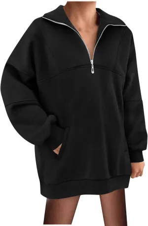 Ceboyel Women 1/4 Zip Pullover Sweatshirts Quarter Zip Oversized Sweater Y2K Trendy Hoodies Winter Fall Clothes 2023