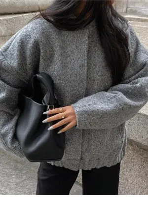 Chic Single Breasted Button Bomber Jacket
