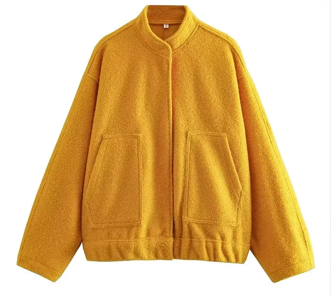 Chic Single Breasted Button Bomber Jacket