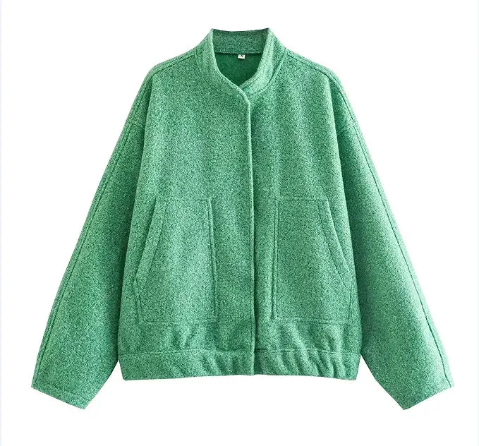 Chic Single Breasted Button Bomber Jacket