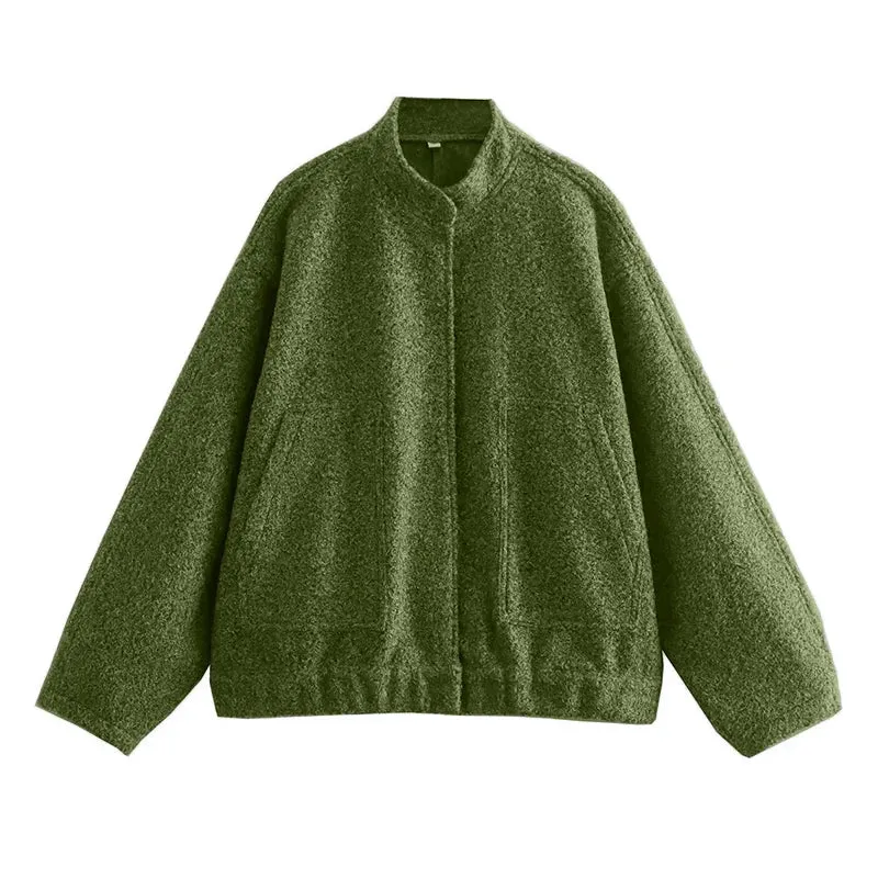 Chic Single Breasted Button Bomber Jacket
