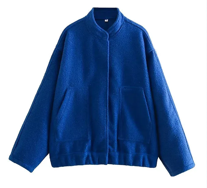 Chic Single Breasted Button Bomber Jacket