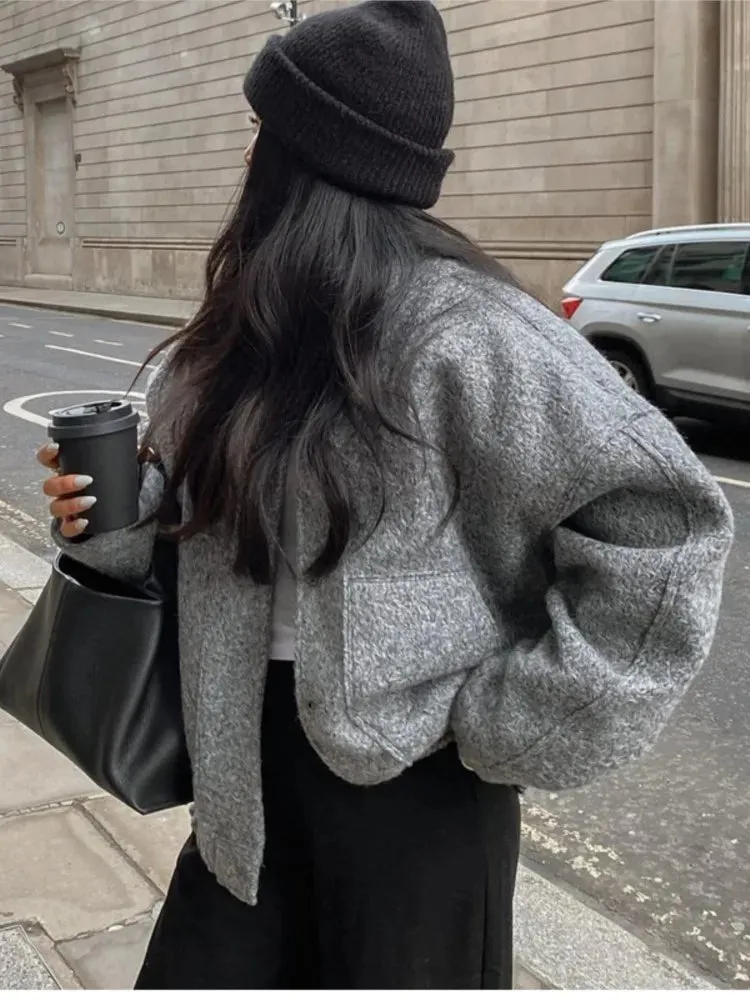 Chic Single Breasted Button Bomber Jacket