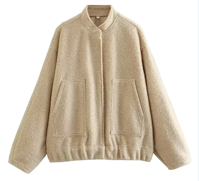 Chic Single Breasted Button Bomber Jacket