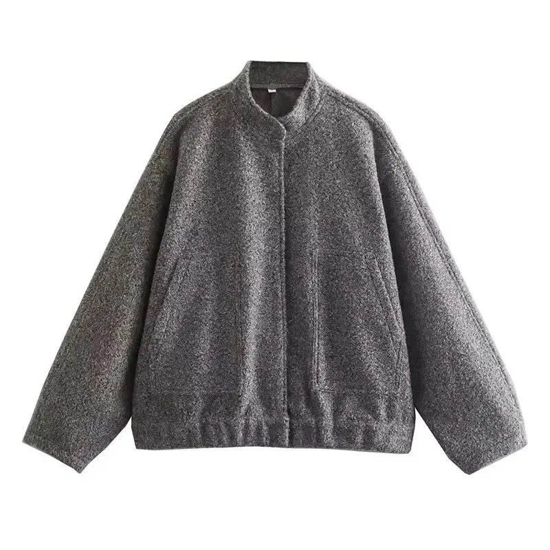 Chic Single Breasted Button Bomber Jacket