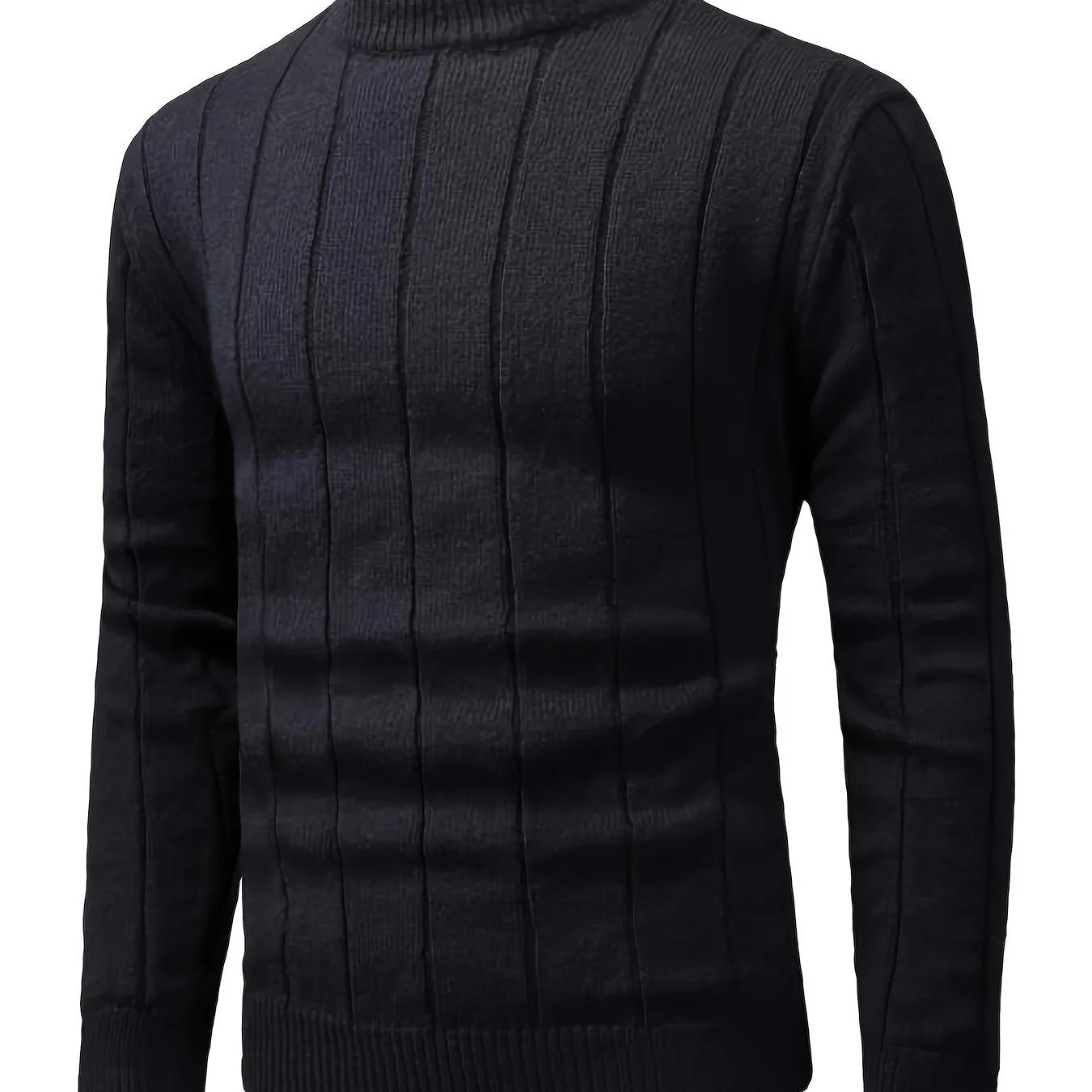 ChicMy-Fall Outfits Plus Size Men's Solid Knit Sweater Spring Fall Winter Textured Pullover For Big & Tall Males, Men's Clothing