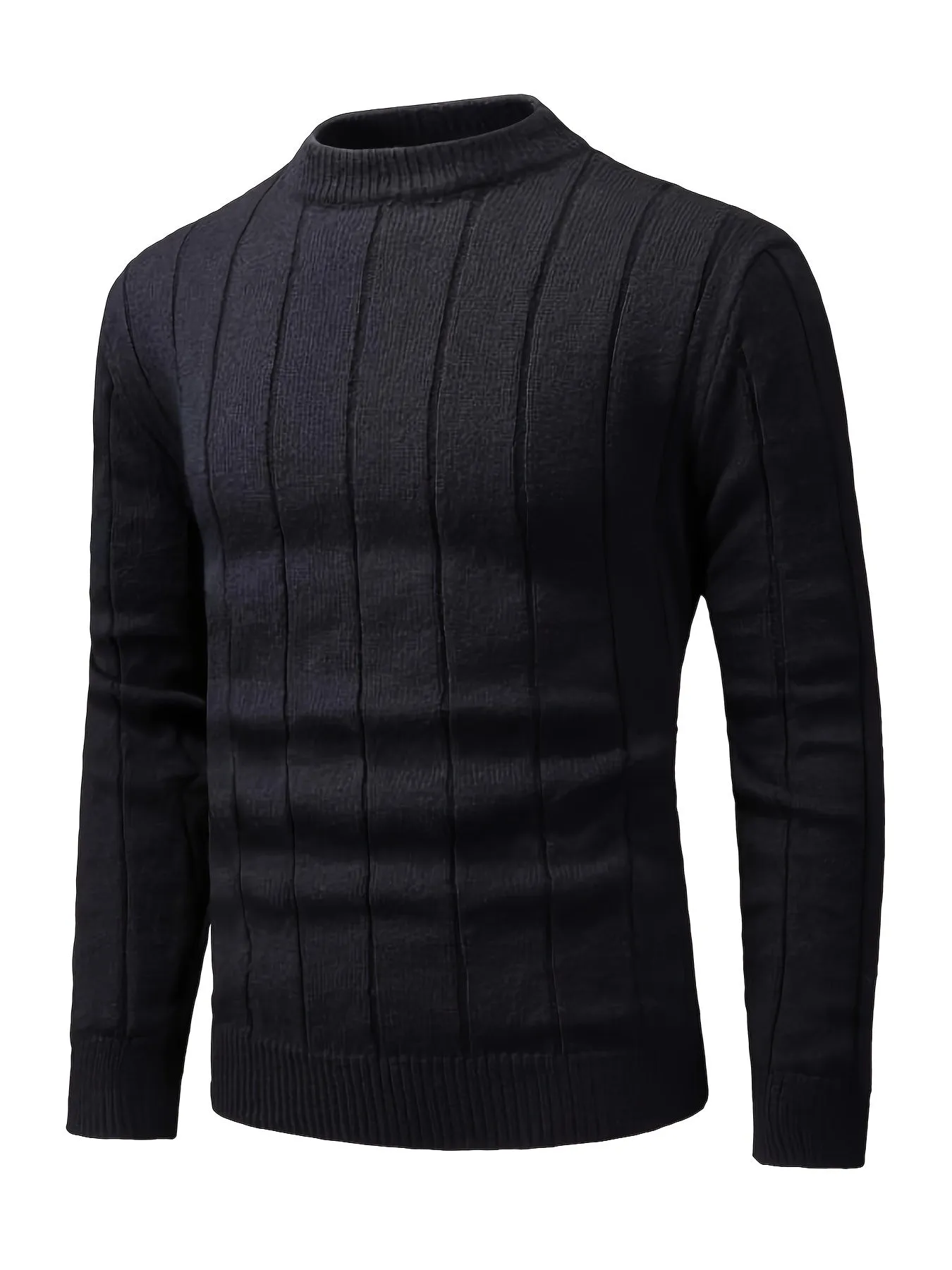 ChicMy-Fall Outfits Plus Size Men's Solid Knit Sweater Spring Fall Winter Textured Pullover For Big & Tall Males, Men's Clothing