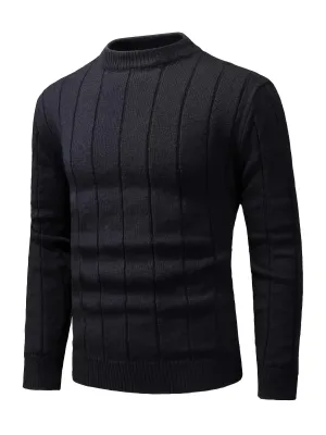 ChicMy-Fall Outfits Plus Size Men's Solid Knit Sweater Spring Fall Winter Textured Pullover For Big & Tall Males, Men's Clothing
