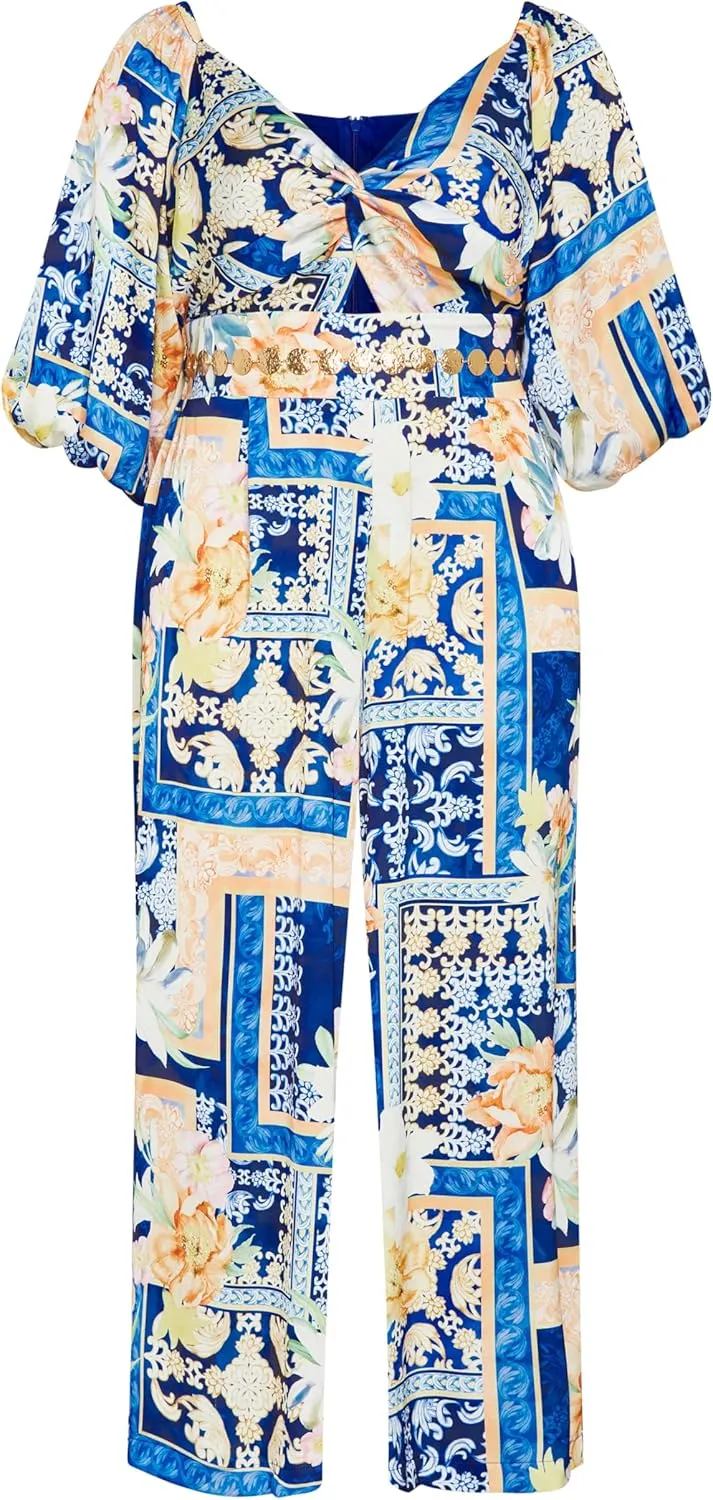 City Chic Plus Size Jumpsuit, Marseille Print Jumpsuit