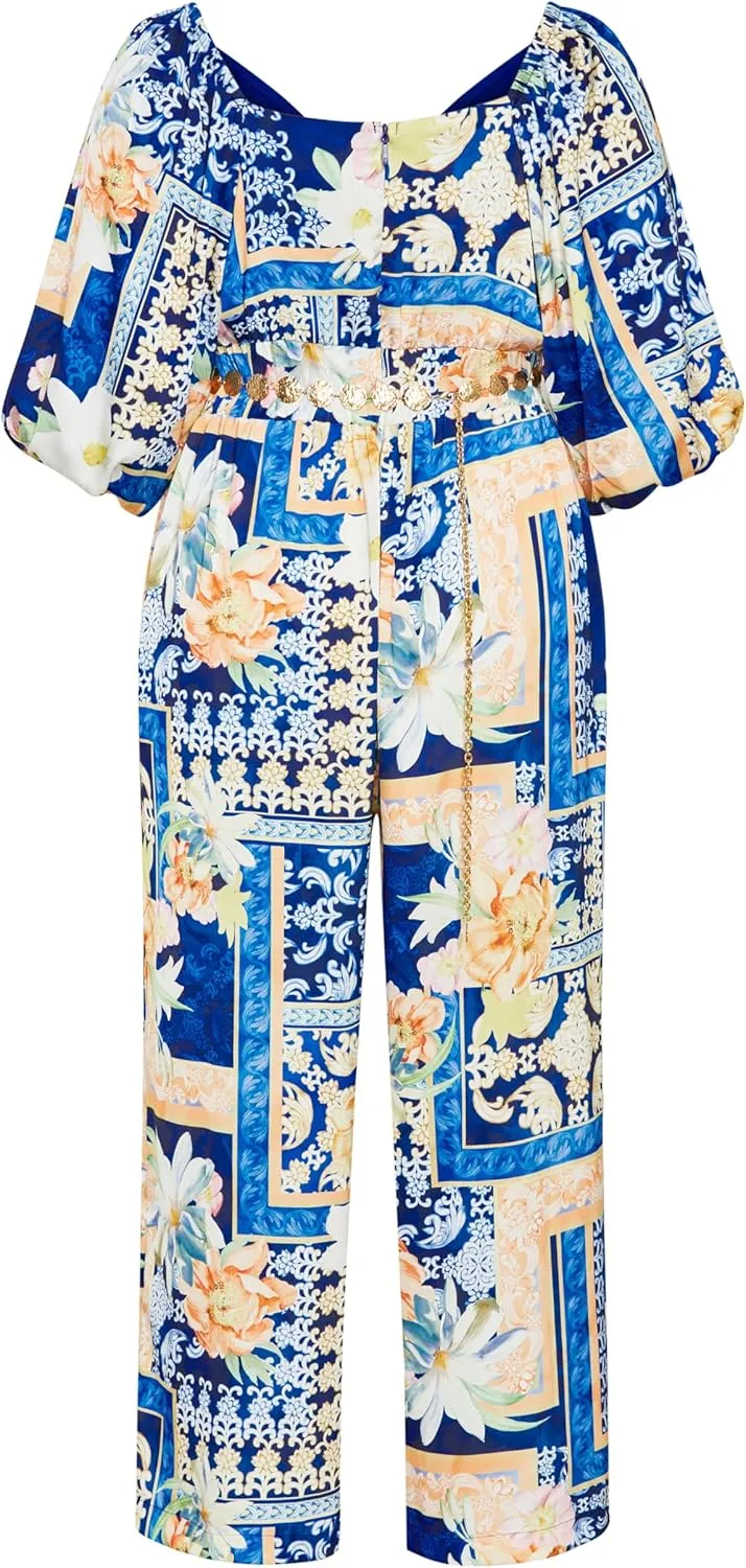 City Chic Plus Size Jumpsuit, Marseille Print Jumpsuit