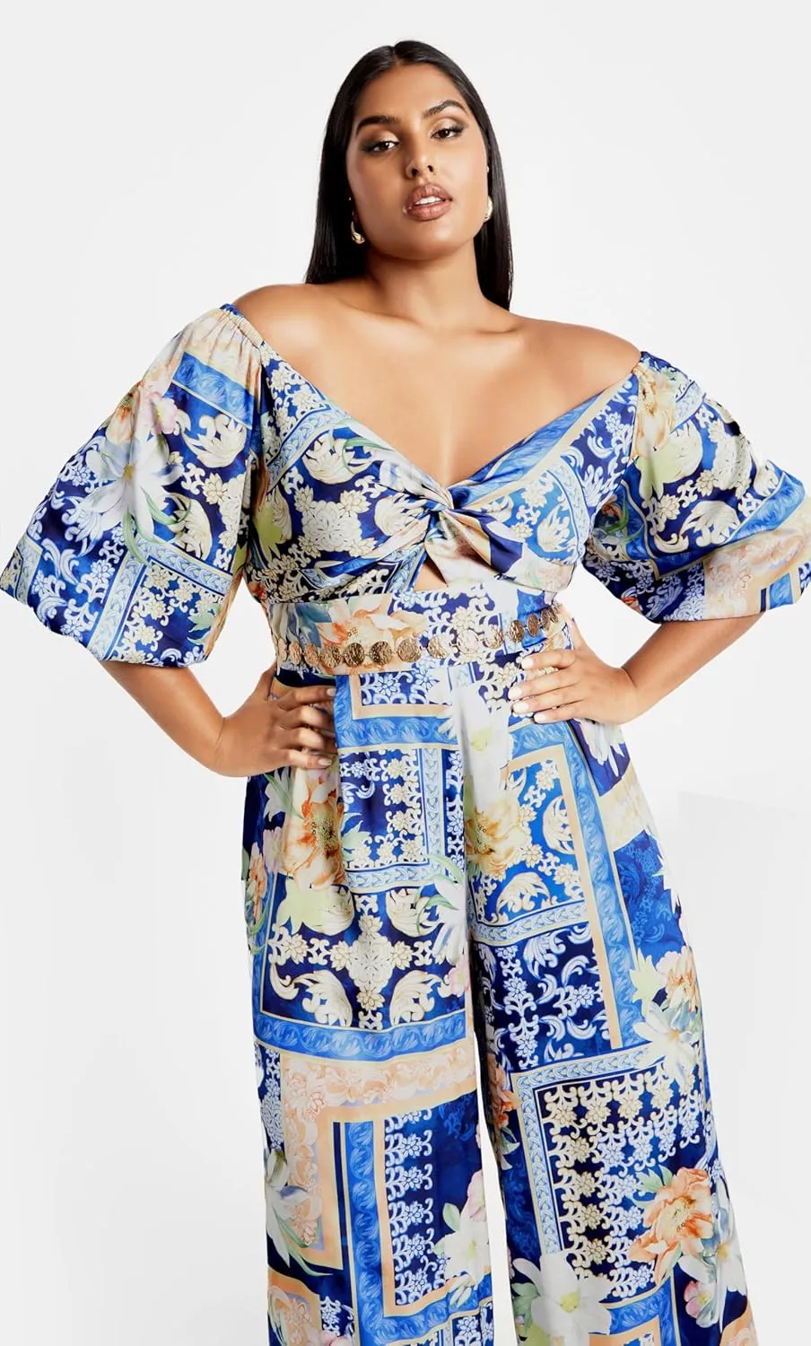 City Chic Plus Size Jumpsuit, Marseille Print Jumpsuit