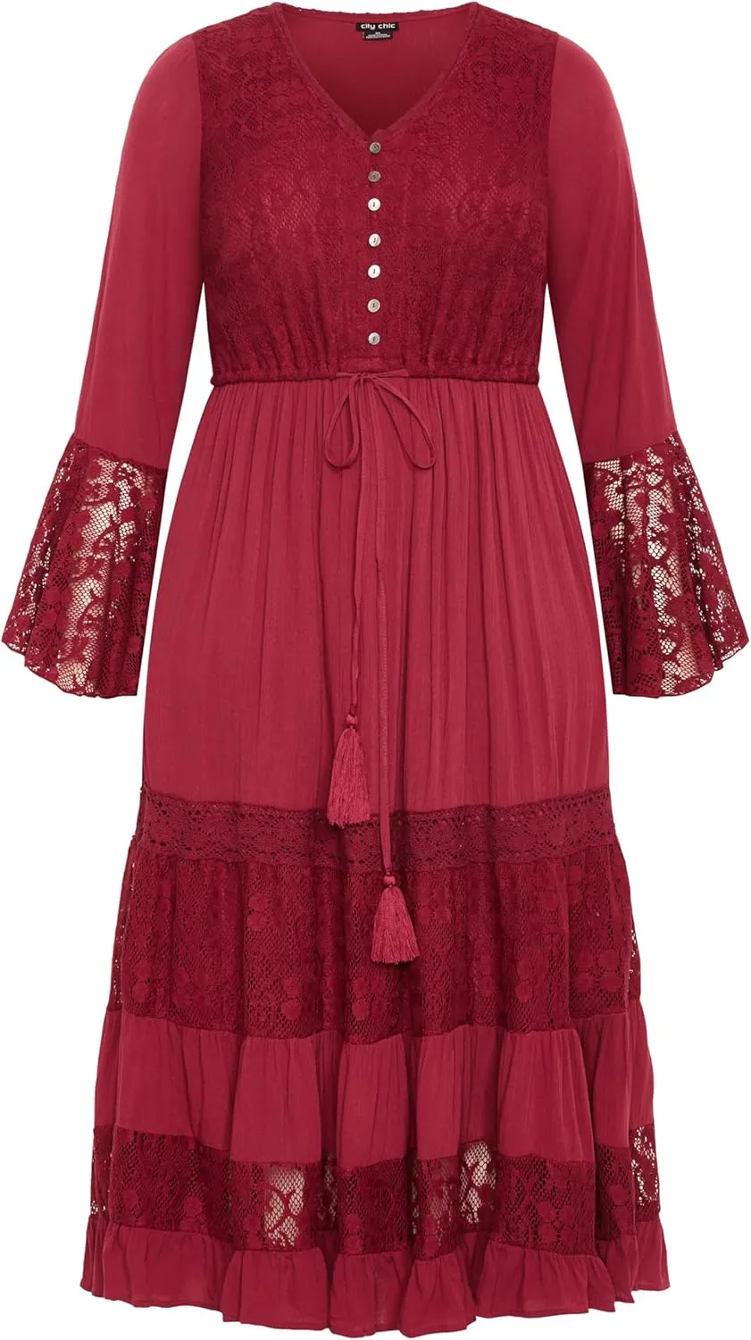 City Chic Women's Plus Size Maxi Dress - Tisha Lace