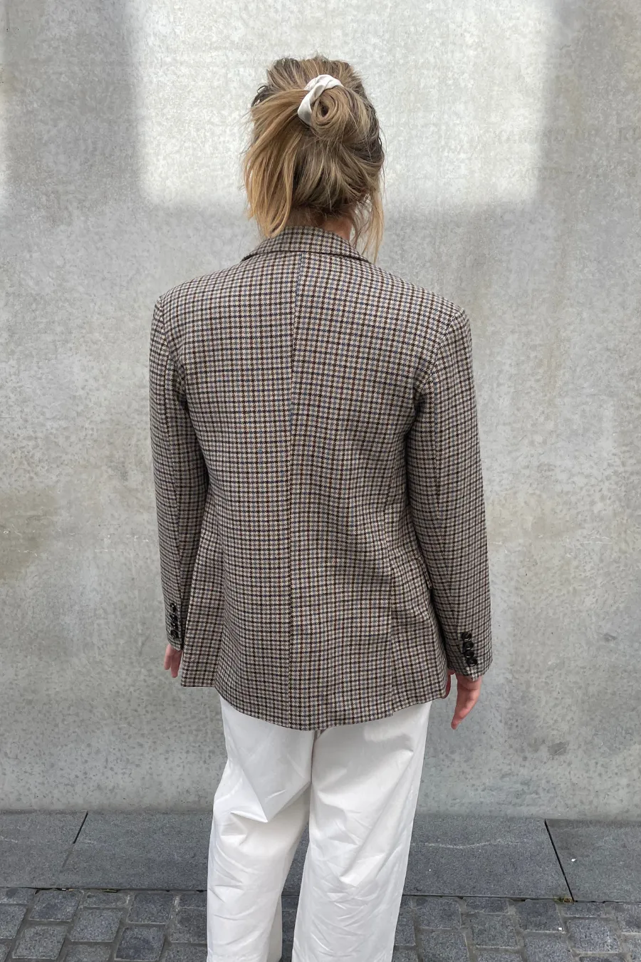 Clarisse Wool Boyfriend Jacket Grey Check