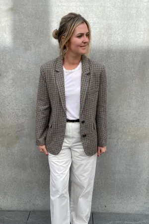 Clarisse Wool Boyfriend Jacket Grey Check