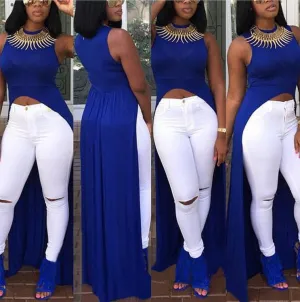 Clearance Scoop Sleeveless Irregular Long Hem Long Dress