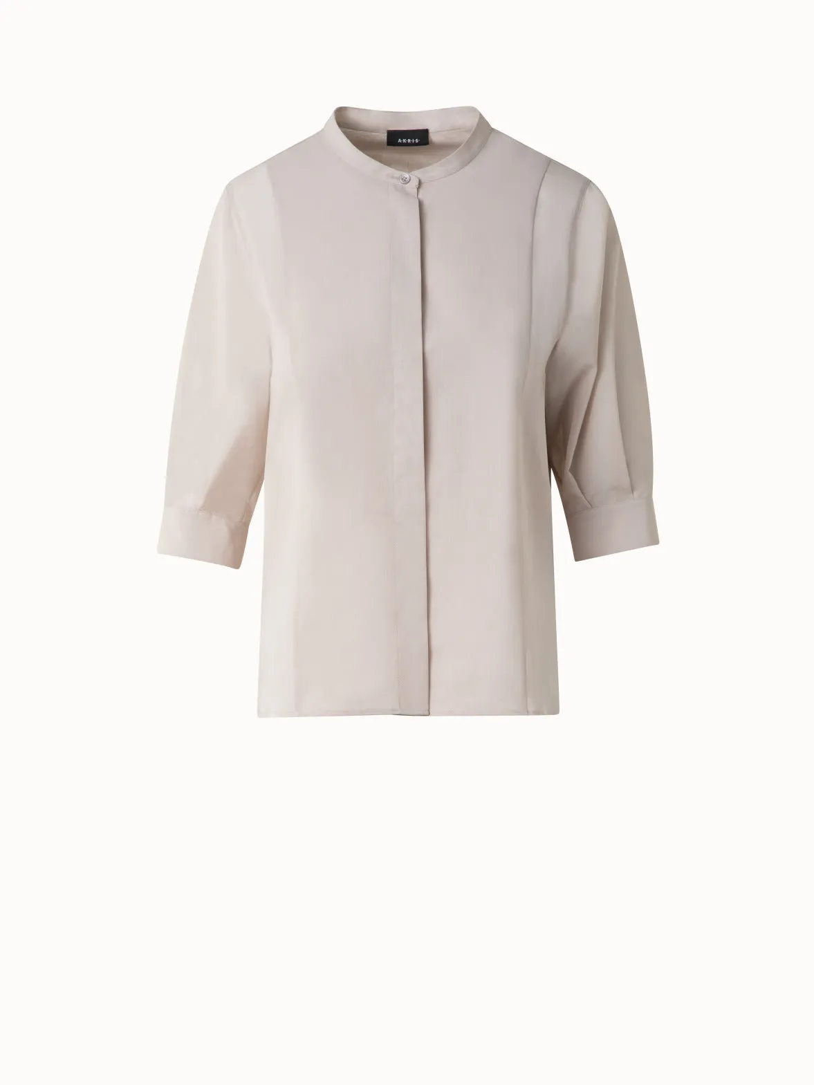 Cotton Blouse with Sheer Volume Sleeves