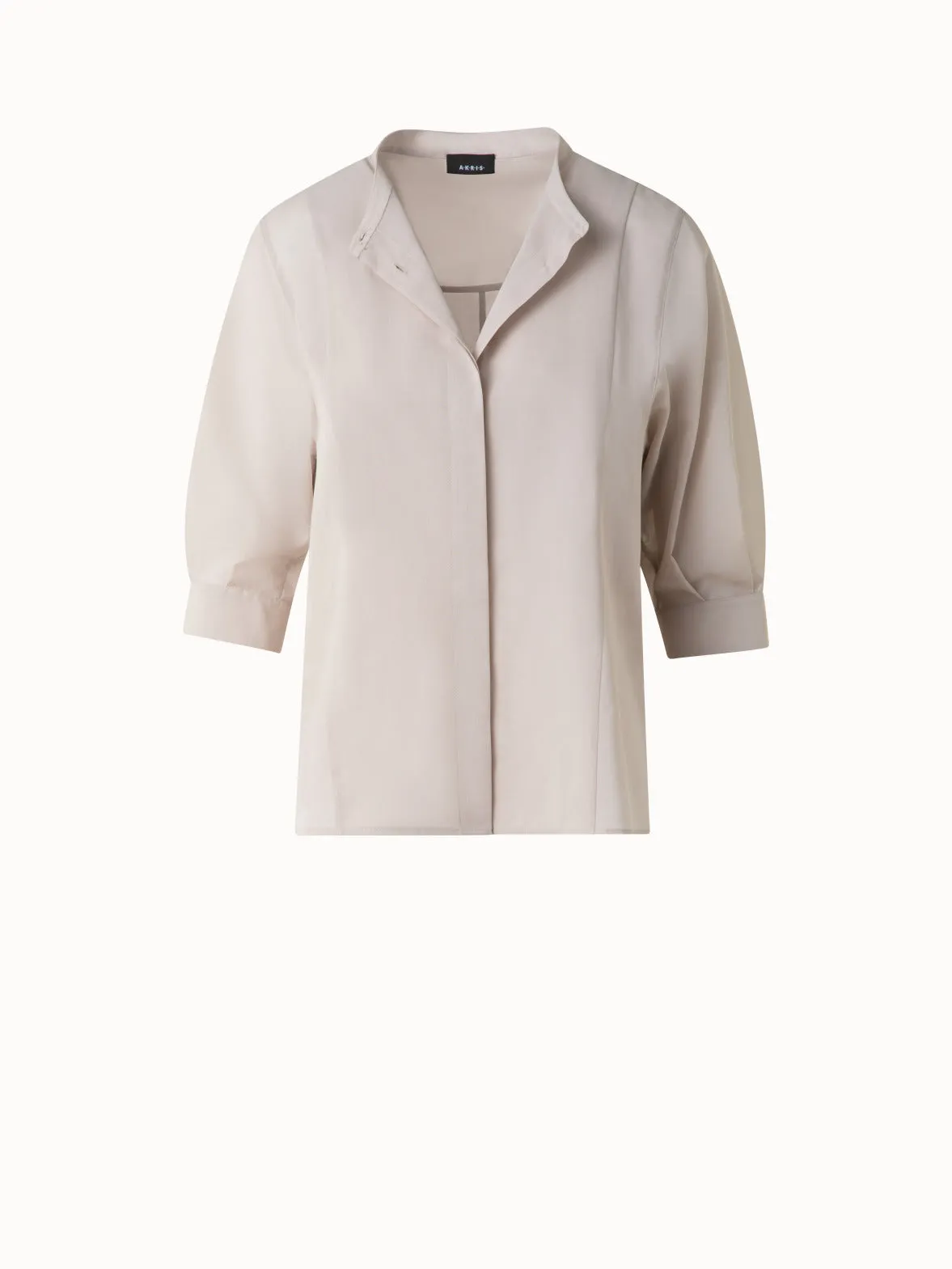 Cotton Blouse with Sheer Volume Sleeves