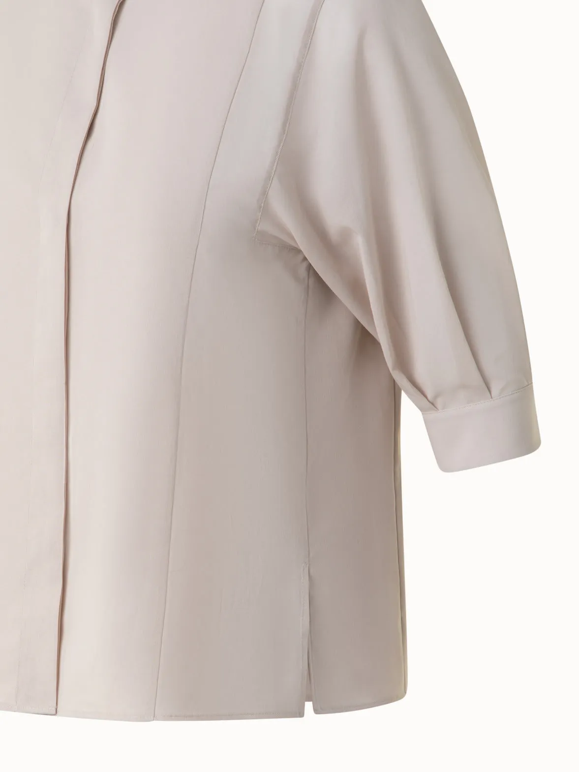 Cotton Blouse with Sheer Volume Sleeves