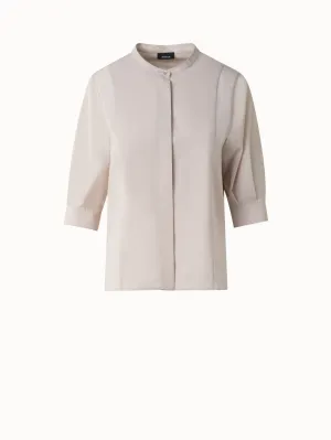 Cotton Blouse with Sheer Volume Sleeves